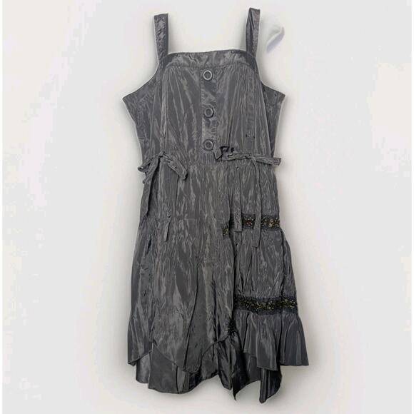 Pretty Angel Whimsygoth Dress Silk Blend Gray Corset Victorian Fairy Ren Faire L - Picture 1 of 8